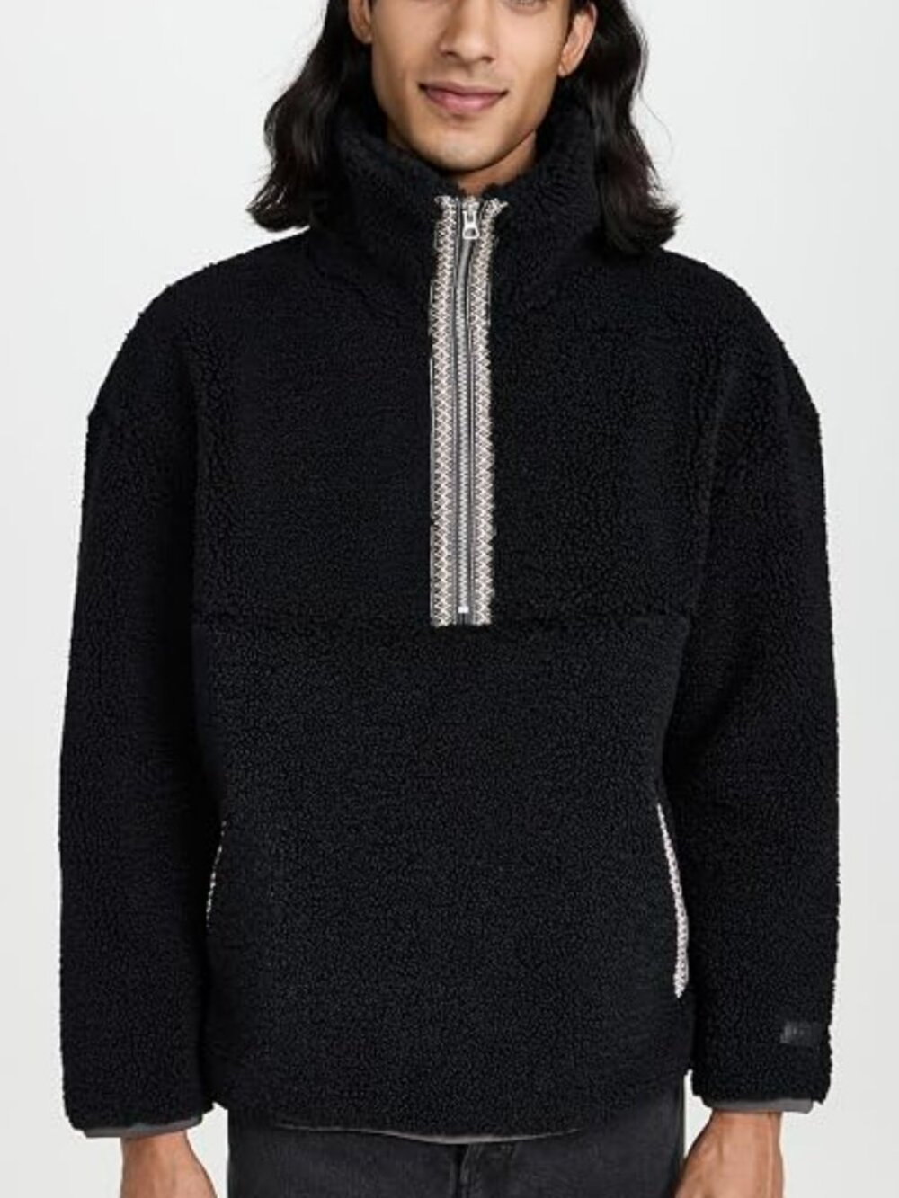 UGG Men's Black Tasman Uggfluff Half Zip Sherpa Half-Zip Jacket Size XL NWT